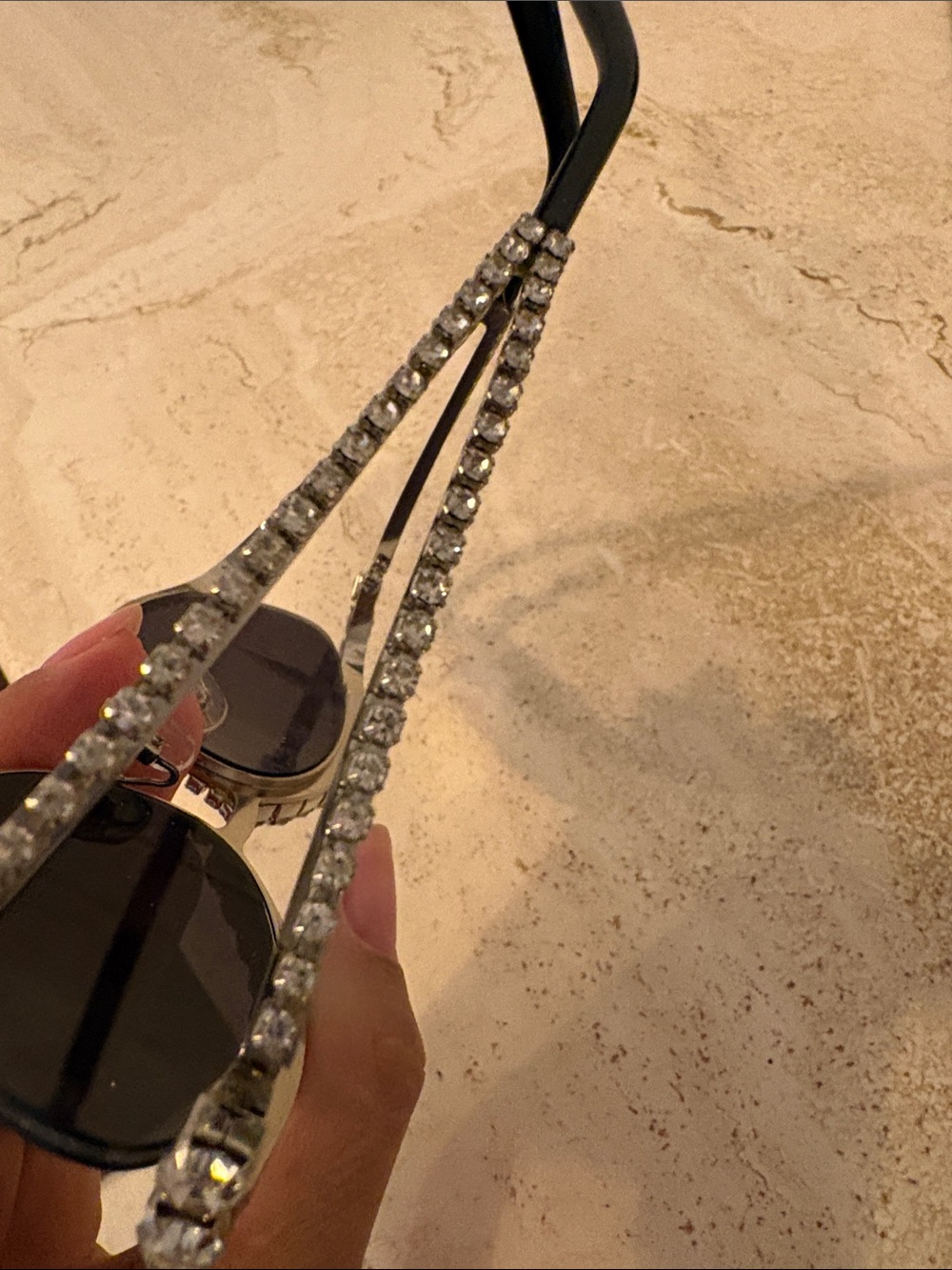 Crystal-Embellished Cat Eye Sunglasses - Black - Picture 3 of 5